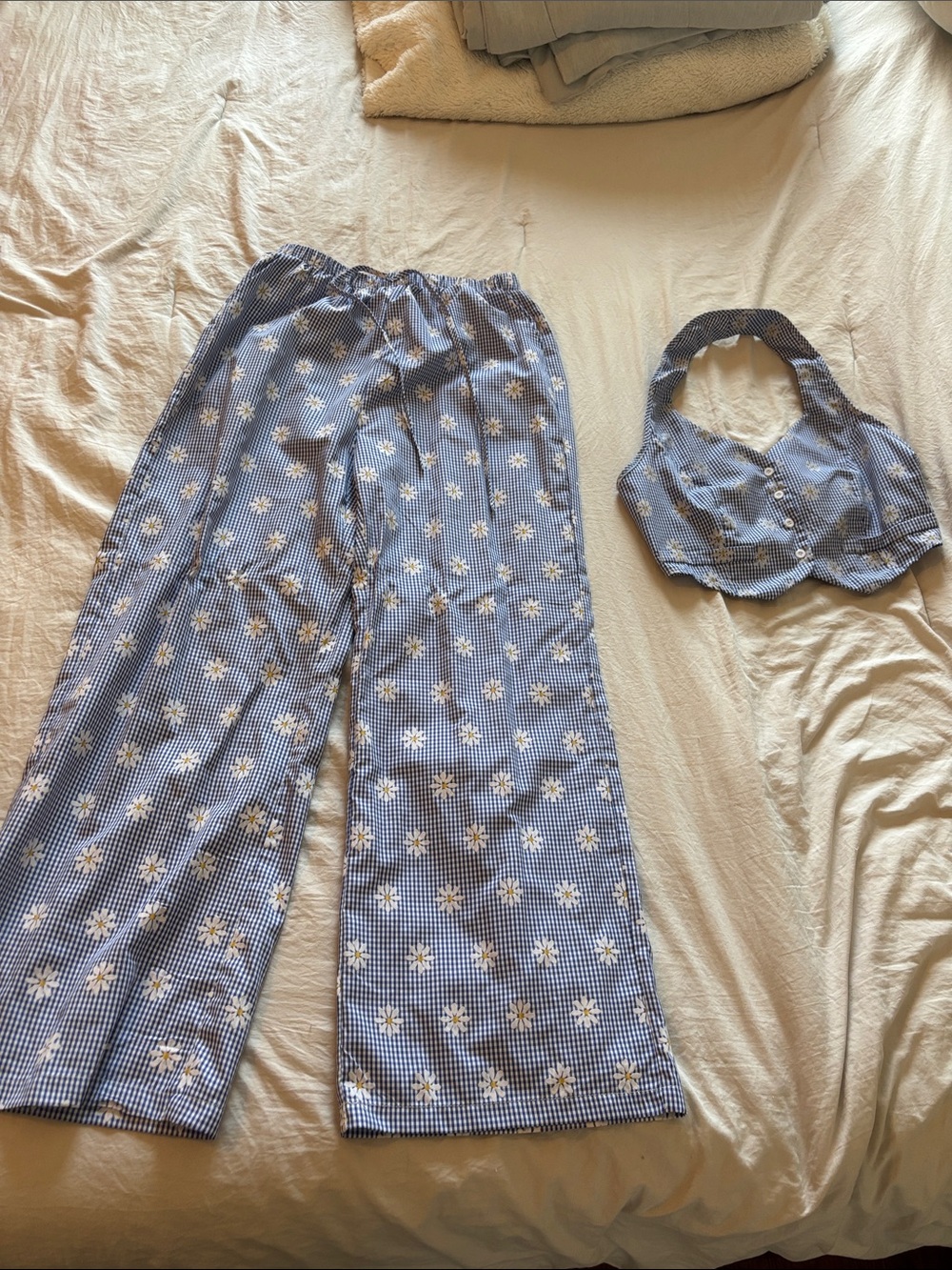 Blue Daisy Print Halter set- Women